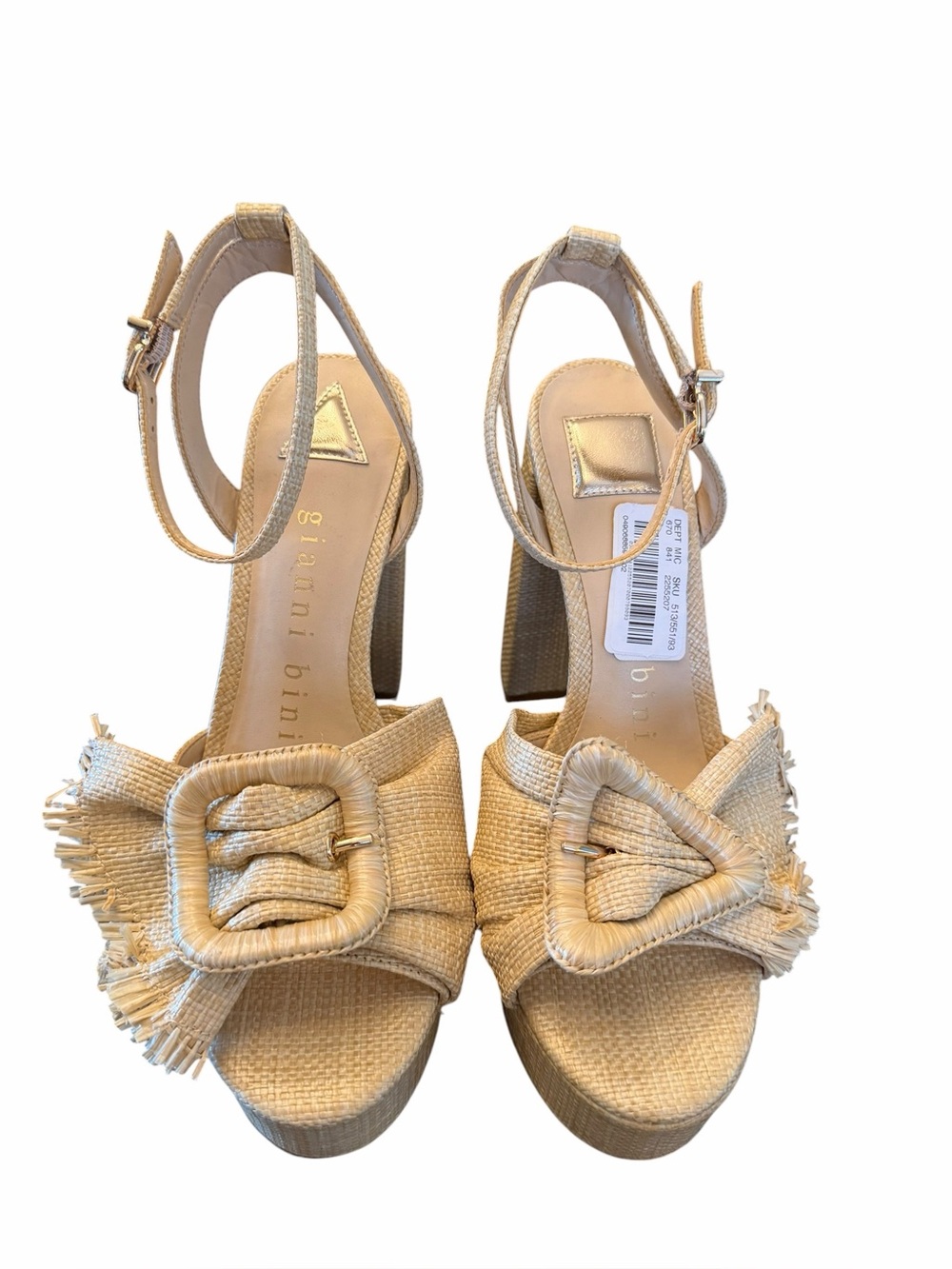 NWT Gianni Bini Raffia Platform Block Heel Sandals Size 9 Cottagecore✨ - Picture 4 of 9
